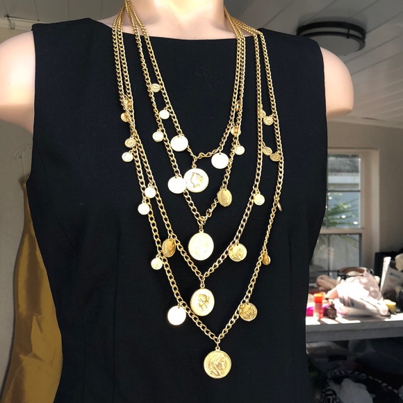 Vintage Goldette multistrand coin gold Necklace - Picture 2 of 6